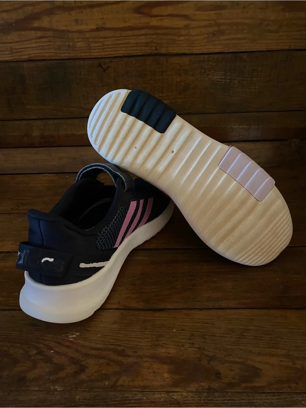 Adidas Kids' Navy Sneakers with Pink Stripes